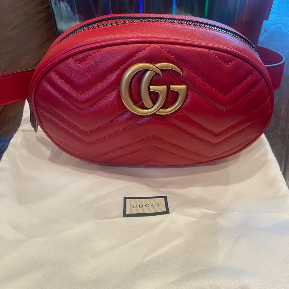 NWT Brand New Gucci GG Marmont Apollo Belt Bag Red Size 85 Women’s - Picture 7 of 16